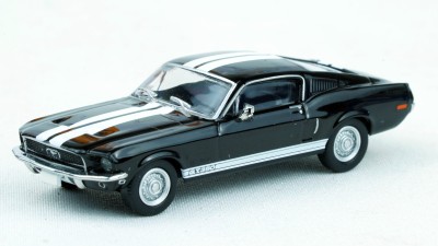 BR19606 HO Scale Brekina 1968 Ford Mustang GT350 Fastback - Black/White Stripes