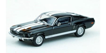 BR19606 HO Scale Brekina 1968 Ford Mustang GT350 Fastback - Black/White Stripes