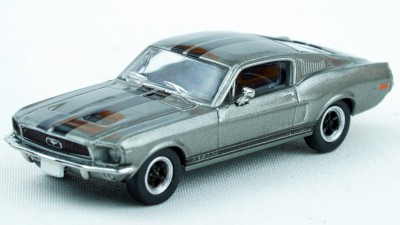 BR19607 HO Scale Brekina 1968 Ford Mustang GT350 Fastback - Gray/Black Stripes