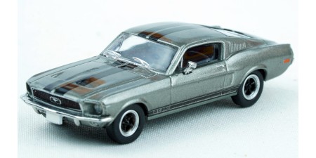 BR19607 HO Scale Brekina 1968 Ford Mustang GT350 Fastback - Gray/Black Stripes