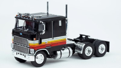 BR85853 HO Scale Brekina Ford CLT-9000 COE Truck Tractor Black - BF Goodrich