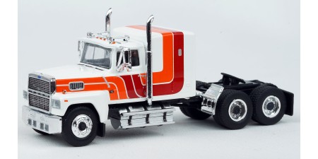 BR85876 HO Scale Brekina Ford LTL-9000 Truck Tractor White/Red & Orange Stripes