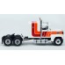 BR85876 HO Scale Brekina Ford LTL-9000 Truck Tractor White/Red & Orange Stripes