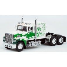 BR85879 HO Scale Brekina Ford LTL-9000 Truck Tractor White/Green Flames