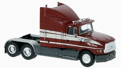 BR85900 HO Scale Brekina Ford Aeromax 120 (LTLA-9000) Truck Tractor Dark Red/Gray Stripes