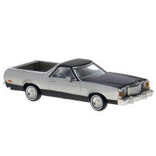 BR18231 HO Scale Brekina 1977 Ford Ranchero 500 - Silver/Black