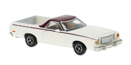 BR18234 HO Scale Brekina 1977 Ford Ranchero - White/Maroon