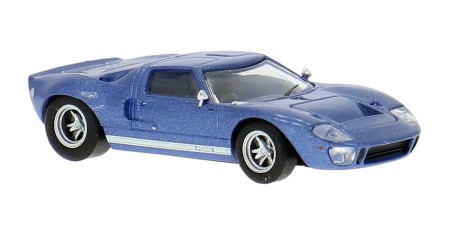 BR18553 HO Scale Brekina 1965 Ford GT40 - Metallic Light Blue/White Stripes