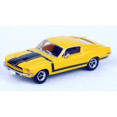 BR19611 HO Scale Brekina 1968 Ford Mustang Boss 302 Fastback - Yellow & Black Stripes