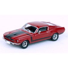 BR19612 HO Scale Brekina 1968 Ford Mustang Boss 302 Fastback - Red & Black Stripes
