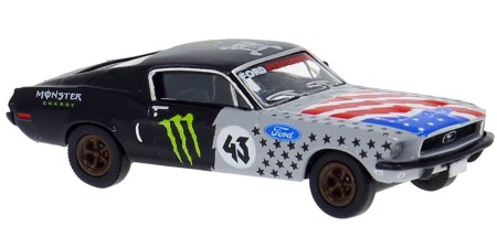 BR19617 HO Scale Brekina 1968 Ford Mustang GT - Gray/Black Gymkhana Tribute