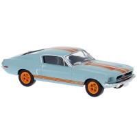 BR19619 HO Scale Brekina 1968 Ford Mustang GT Fastback - Light Blue & Orange Stripes BR19619 HO Scale Brekina 1968 Ford Mustang GT Fastback - Light Blue & Orange Stripes