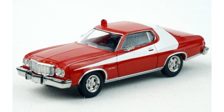 BR19729 HO Scale Brekina 1976 Ford Gran Torino - Red/White "Starsky & Hutch" w/Beacon
