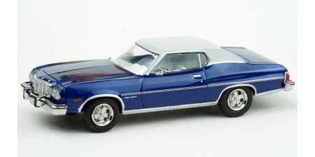 BR19731 HO Scale Brekina 1976 Ford Gran Torino - Metallic Blue/White
