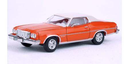 BR19733 HO Scale Brekina 1976 Ford Gran Torino - Orange/White