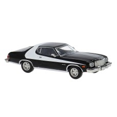 BR19735 HO Scale Brekina 1976 Ford Gran Torino - Black/White