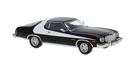 BR19735 HO Scale Brekina 1976 Ford Gran Torino - Black/White