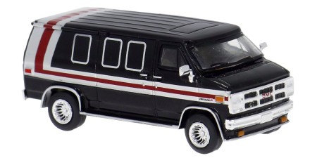 BR18262 - Brekina HO 1983 GMC Vandura Custom Van - Black/Stripes
