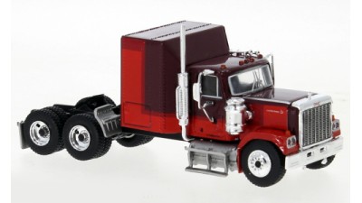 BR85777 HO Scale Brekina GMC General Sleeper Truck Tractor - Maroon/Red