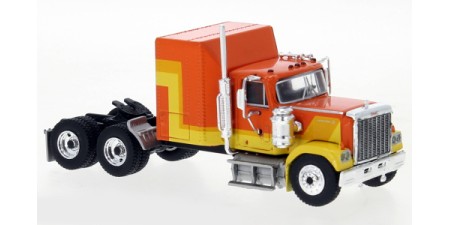 BR85778 HO Scale Brekina GMC General Sleeper Truck Tractor - Orange/Yellow