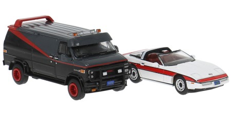 BR90501 - Brekina HO 1983 GMC Vandura Custom Van & 1984 Corvette C4 - A-Team Set