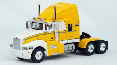 BR85927 HO Scale Brekina Kenworth T600 Sleeper Truck Tractor Yellow-White