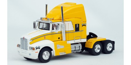 BR85927 HO Scale Brekina Kenworth T600 Sleeper Truck Tractor Yellow-White