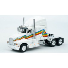 BR85932 HO Scale Brekina Kenworth T600 Sleeper Truck Tractor White/Rainbow Stripe