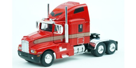 BR85935 HO Scale Brekina Kenworth T600 Sleeper Truck Tractor Red-Gold Stripe