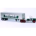 BRE86258 - HO Scale Brekina Kenworth W900 Tandem Axle Truck Tractor & 45' Trailer - Green/White "Reimer"