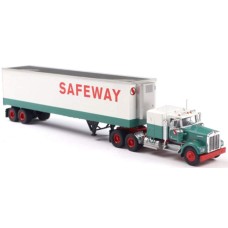 BRE86259 - HO Scale Brekina Kenworth W900 Tandem Axle Truck Tractor & 45' Trailer - Green/White "Safeway"