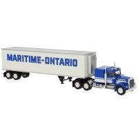 BRE86260 - HO Scale Brekina Kenworth W900 Tandem Axle Truck Tractor & 45' Trailer - Blue/White "Maritime-Ontario" BRE86260 - HO Scale Brekina Kenworth W900 Tandem Axle Truck Tractor & 45' Trailer - Blue/White "Maritime-Ontario"