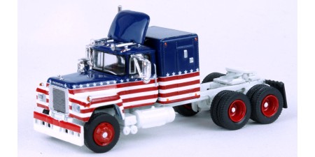 BR85809 HO Scale Brekina Mack RS700 Truck Tractor - Red/White/Blue Stars & Stripes
