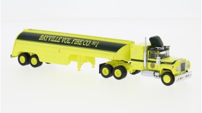 BR858125 HO Scale Brekina Mack RS700 Truck Tractor & Tanker Trailer - Bayville Volunteer Fire