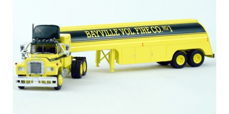 BR858125 HO Scale Brekina Mack RS700 Truck Tractor & Tanker Trailer - Bayville Volunteer Fire