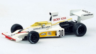 BR22956 HO Scale 1973 McLaren M23 (#30, Jackie Icxx) Formula 1 Race Car