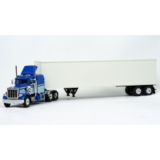 BR85716 HO Scale Brekina Peterbilt 359 63" Sleeper Truck Tractor Blue/White & 45' Van Trailer