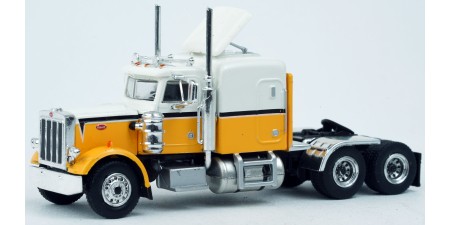 BR85717 HO Scale Brekina Peterbilt 359 63" Sleeper Truck Tractor - White/Yellow