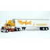 BR85719 HO Scale Brekina Peterbilt 359 63" Sleeper Truck Tractor Yellow/White/Orange & 45' Refrigerated Trailer - Monfort