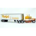 BR85719 HO Scale Brekina Peterbilt 359 63" Sleeper Truck Tractor Yellow/White/Orange & 45' Refrigerated Trailer - Monfort