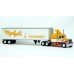 BR85719 HO Scale Brekina Peterbilt 359 63" Sleeper Truck Tractor Yellow/White/Orange & 45' Refrigerated Trailer - Monfort