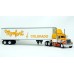 BR85719 HO Scale Brekina Peterbilt 359 63" Sleeper Truck Tractor Yellow/White/Orange & 45' Refrigerated Trailer - Monfort