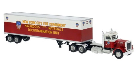 BR85721 HO Scale Brekina Peterbilt 359 Day Cab Truck Tractor - FDNY HazMat Decontamination Unit