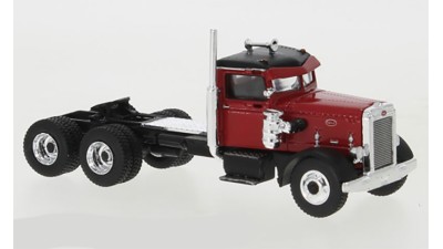 BR85750 HO Scale Brekina Peterbilt 281 Day Cab Truck Tractor - Red/Black