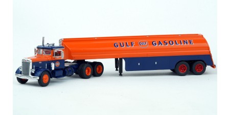 BR85763 HO Scale Brekina Peterbilt 281 Day Cab Truck Tractor & Tank Trailer - Gulf