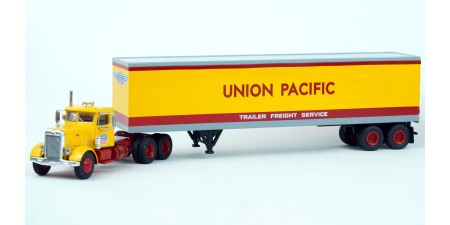 BR85765 HO Scale Brekina Peterbilt 281 Day Cab Truck Tractor & Van Trailer - Union Pacific