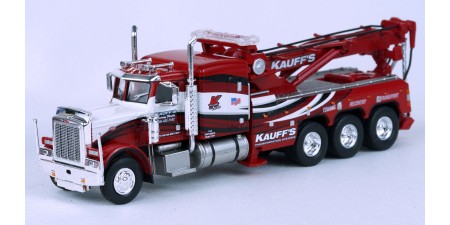 BR86275 HO Scale Brekina Peterbilt 359 Tri-Axle Tow Truck - Red/White "Kauff's Towing"