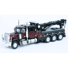 BR86278 HO Scale Brekina Peterbilt 359 Tri-Axle Tow Truck - Black w/Flames