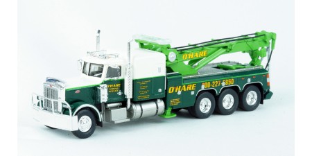 BR86279 HO Scale Brekina Peterbilt 359 Tri-Axle Tow Truck - Green/White "O'Hare Towing"