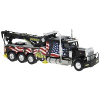 BR86280 HO Scale Brekina Peterbilt 359 Tri-Axle Tow Truck - Black w/American Flag Big Boy's BR86280 HO Scale Brekina Peterbilt 359 Tri-Axle Tow Truck - Black w/American Flag Big Boy's